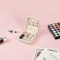 Miniatyrbillede 2 af 5: Nye Modeller PU Læder Lille Smykkeskrin, Rejse Bærbart Smykkeetui (pink)