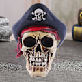 Miniatyrbillede 4 af 5: Halloween dekoration realistisk pirat kranie statue i resin 1 stk