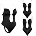 Miniatyrbillede 1 af 2: Tflycq Kvinder dykker dyb V-hals Body Shaper Stropløs Rygløs Bodysuit Shapewear U Plunge Seamless Thong black M