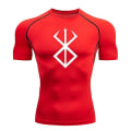 Miniatyrbild 1 av 5: Anime Berserk Print Herr Compression Shirts Kortärmade Gym Workout Fitness Undertröjor Snabbtorka Athletic T-shirt T-shirts Toppar Red 1 L