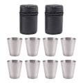 Miniatyrbillede 3 af 5: Poleret 30 ml Mini Shotglas i Rustfrit Stål Drikkevinglas med Læderbetræk til H
