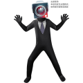 Miniatyrbilde 3 av 4: Barn Gutter Skibidi Toalett Cosplay Bodysuit TV Mann Kamera Mann Spill Skibidi Dop Ja Ja Toalett Halloween Kostyme Fest Jumpsuits D 110 ( M )