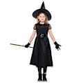 Miniatyrbillede 3 af 5: Flere piger Klassisk sort heks kostume Djævle Spøgelse Tyl Bog Uge Rollespil Cosplay Carnival Halloween Fancy festkjole Black 02 M