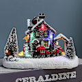Miniatyrbilde 5 av 5: Juledekor Resin - LED Lysende Julelandsbyhus Julenissen Snømann Tog Snøscene