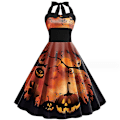 Miniatyrbillede 1 af 3: Halloween Kvinder Sommer Slanke ærmeløse A-line Flare Solkjoler COLOR 5 M