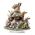 Miniatyrbilde 3 av 5: Påskehare Egg Statue Dyremodell Kanindekor for Fest Kjøkken Peis