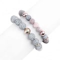 Miniatyrbilde 4 av 5: 2 stk. Elastiske Naturlige Agater Lava Stein Par Distanse Armbånd Aromaterapi Eteriske Oljer Diffuser Unisex Armbånd