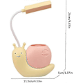 Miniatyrbillede 2 af 5: LED børneskrivebordslampe med penneholder, snegleform USB opladning studerende læring øjenbeskyttelseslampe 360 bøjelig justerbar hals gul