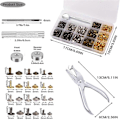 Miniatyrbilde 2 av 5: Lær Rivet Kit, 180 Sett Dobbel Hetteriveter Rørformet, 4 Farger 3 Størrelser Lær Riveter og Trykknapper, for