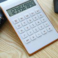 Miniatyrbillede 3 af 4: Dobbelt Strømforsynet Bordregner, Solenergi, 10 Cifre, Vippet LCD-display, Hældende Design, Hvid (Slim2)