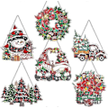 Miniatyrbild 1 av 5: 6 st Jul Diamantmålning Hängande Skylt Set 5D Tomte Snögubbe Diamantkonst Set för Vuxna DIY Konst Hänge Ornament Kit Akryl Julgran W