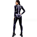 Miniatyrbillede 2 af 4: Kvinder Halloween fest kostume Skull Print Langærmet Jumpsuit Outfit style 2 M