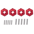 Miniatyrbilde 1 av 5: Aluminiumslegering 12mm Kombiner Hjulnav Hex Adapter Oppgraderinger For 144001 1/14 Rc Bil Reservedeler, rød