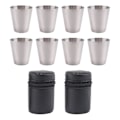Miniatyrbillede 1 af 5: Poleret 30 ml Mini Shotglas i Rustfrit Stål Drikkevinglas med Læderbetræk til H