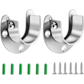 Miniatyrbild 1 av 5: 2-pack Flänsstångshållare, Garderobsstångsfäste Ändstöd Socklar Rostfritt Stål Stångsocklar För Garderob Duschdraperi (19mm / 0.74 Tum)