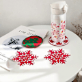 Miniatyrbilde 4 av 5: Jule Snowflake Design Brikker Filt Koppmatter Vin Te Kaffe Matter, Dekorasjon For Julebord Høytid