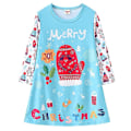 Miniatyrbillede 1 af 5: Kjoler Jul Børn Piger Langærmet Poset T-shirt Kjole Jul Santa Lange Toppe No3249