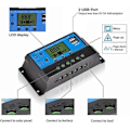 Pikkukuva 3 / 5: 20A 12V/24V Älykäs aurinkopaneelin lataussäädin LCD-näytöllä ja USB-portilla, ylivirtasuojauksella, aurinkopaneelin akkulampun LED-valaistukseen