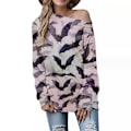 Miniatyrbillede 1 af 2: Kvinder Slouchy Shirts Halloween Græskar Langærmede Sweatshirts Pullover COLOR 10 S
