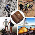 Miniatyrbillede 5 af 5: Sankepose Vokset Lærred Sammenklappelig Udendørs Camping Sankepose Svampeopbevaring Vandafvisende Læder Bushcraft Bælte Tinder Dump Pose Brun