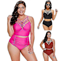 Miniatyrbild 2 av 5: Tvådelad Baddräkt för Kvinnor Högmidjad Bikini Set Baddräkter Med Underdel
