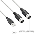 Pikkukuva 2 / 5: USB MIDI -kaapelisovitin, USB Type A uros - MIDI Din 5 -nastainen sisään/ulos -kaapeliliitäntä LED-merkkivalolla