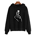 Miniatyrbillede 1 af 3: Kvinder trykte hættetrøjer Langærmet hættetrøje Casual Løse Pullover Toppe Black M