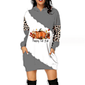 Miniatyrbillede 1 af 2: Halloween Mode Hættetrøjer Minikjole Til Kvinder Halloween Hocus Pocus Kostume Efterår Langærmet Hættekjole style 6 4XL