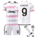 Miniatyrbillede 1 af 2: 23-24 Juventus udebane nr. 9 Hovic trøje 7 Chiesa 22 Di Maria 10 Pogba fodbolddragt NO.9 VLAHOVIC 24