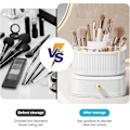 Miniatyrbillede 3 af 4: Makeup Organizer, 360 Graders Roterende Makeup Organizer med Skuffe, til Værelsesindretning, Toiletbord, Soveværelse, Badeværelse (Hvid)