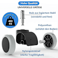 Miniatyrbillede 2 af 5: 5 Pak Kontorstolshjul 11 Mm / 22 Mm Udskiftning Hårdt Gulv Til Spilstole, Drejestole, Pr