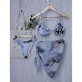 Miniatyrbillede 4 af 4: \"Dame 3-delt badedragt String Trekant Bikini Sæt Med Saronger Cover Up Strandnederdel\"