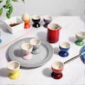 Miniatyrbild 4 av 5: Enkel Färgglad Set med 6 Äggkoppar med Fot, Färgglad Äggställ, Frukosttillbehör, Stengods Servis, Äggställ