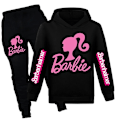 Pikkukuva 1 / 2: Lapset teini-ikäiset pojat tytöt Barbie-elokuvahuppari Urheiluvaatteet hupullinen toppi + set Black 7-8Years
