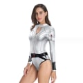 Miniatyrbilde 1 av 5: Dame Shiny Metallic Leotard Turtleneck Langermet Metallic Bodysuit COLOR 1 L to XL