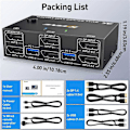 Miniatyrbild 5 av 5: KVM-switch med dubbla DisplayPort-skärmar, 4 USB3.0 för 2 datorer, 2 in 2 ut DP 1.4 KVM-switch