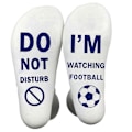 Miniatyrbilde 3 av 5: Morsomme sokker med tekst \"Dot Not Disturb Watching Football\"