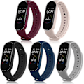 Miniatyrbild 1 av 5: 5-pack Sportarmband för Mi Band 4-armband & Mi Band 3-armband, mjuk silikon (svart/marinblå/grå/vinröd/rosa sand)