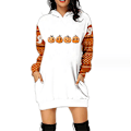 Miniatyrbillede 1 af 2: Halloween Mode Hættetrøjer Minikjole Til Kvinder Halloween Hocus Pocus Kostume Efterår Langærmet Hættekjole style 15 4XL