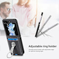 Miniatyrbillede 5 af 5: Til Samsung Galaxy Z Flip 6 med Indbygget Roterende Ring Stand og Wallet Telefon Cover, PU Læder Beskyttende Kickstand Cover til Samsung Galaxy Z Flip 6