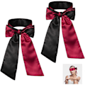 Miniatyrbild 1 av 5: MUJIXI Satin Sovmask, 2 Stycken Sovmask, 150cm Ögonbindel Satin Sovmask för Par, 2-pack Svart och Röd Satin Ögonmask Sovmas