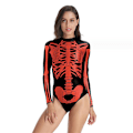 Miniatyrbillede 1 af 3: Halloween Kvinder Digital Skeleton Stram Badedragt i ét stykke med lynlås style 8 L-XL