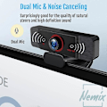 Miniatyrbillede 4 af 5: Webcam 1080p, Webkamera med mikrofon til PC, USB-webkamera til computer, 2 megapixel, 1920x1080 opløsning, FHD CMOS-sensor