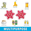 Miniatyrbilde 5 av 5: Jule Snowflake Design Brikker Filt Koppmatter Vin Te Kaffe Matter, Dekorasjon For Julebord Høytid