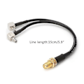 Miniatyrbillede 1 af 5: Y-Formet Sma Hun til 2 X Ts9 Han Stik Splitter Kombineret Pigtail Kabel Rg174 15cm