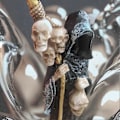 Miniatyrbillede 2 af 5: Hellige Død Statue Stående Dekorativ Muerte Figur Grim Reaper Holder Kranie Statue Alter Hallowe