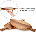 Miniatyrbilde 2 av 5: 2 stk. tre serveringsbrett, 33 cm x 14 cm bladformede matserveringsbrett for underholdning, lite ostefat