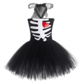 Pikkukuva 4 / 5: Funny Bones -asu taaperoille, lapsille 2023 noitaasu tytöille Purim Söpö pääkalloasu Halloween Cosplay -juhlamekko a3 L(120)