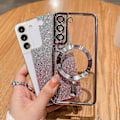 Miniatyrbild 4 av 5: för Samsung Galaxy S24 Plus Skal Magnetiskt, för Kvinnor Flicka Mjuk Lyx Plätering Bling Gradient Glitter Sött Kompatibelt med MagSafe Skal