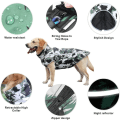 Miniatyrbilde 1 av 5: Vanntette hunde-vinterfrakker, kaldtværs-hundejakker med reflekterende striper og selehull Varme hundeklær Black White 6XL